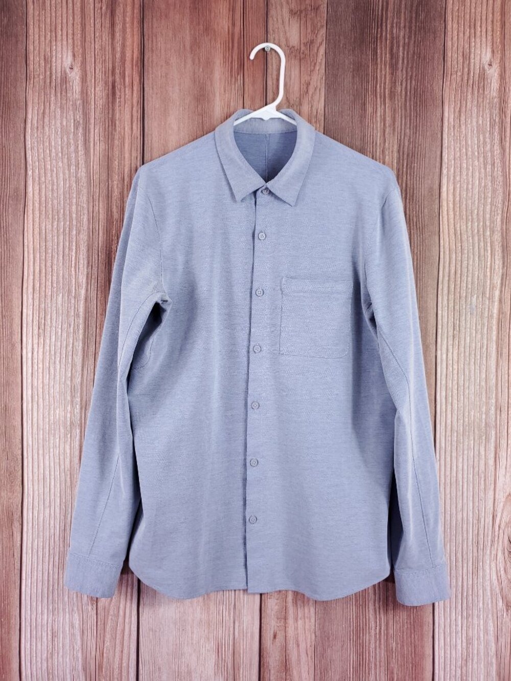 *FLAWS READ* Lululemon Commission Long Sleeve Shirt Mens Medium Button Up Blue